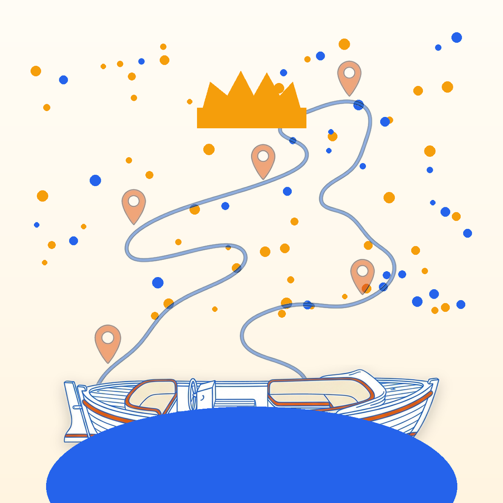 Crowded Amsterdam canal during King’s Day with orange dressed boats and people