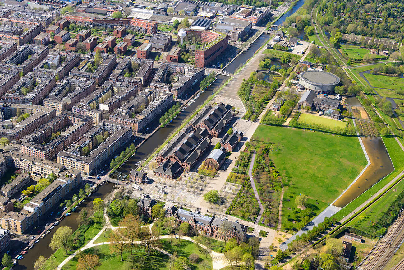 Aerial view of Westergasfabriek Amsterdam
